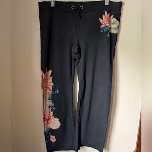 Lucky Brand Asian Sweatpants Oriental Art Lotus Women's Size XL